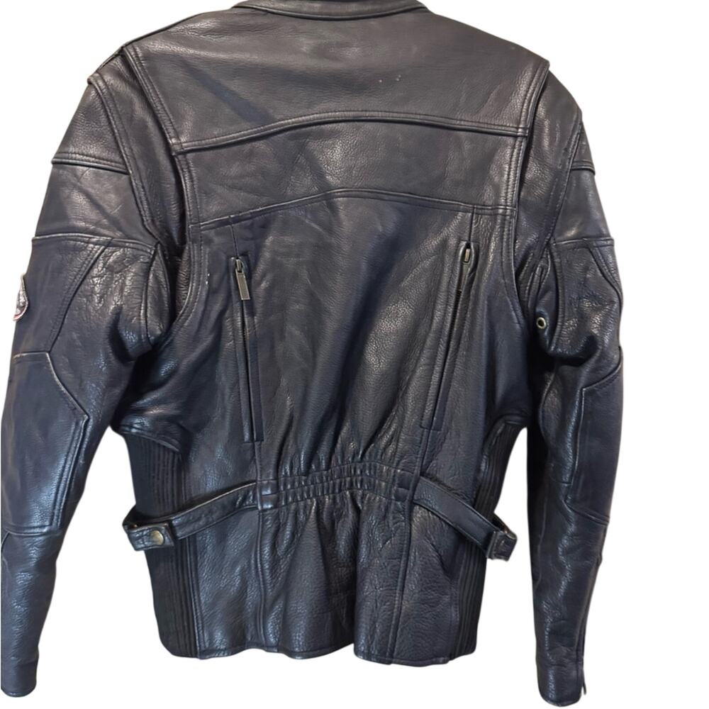 Women's Black Leather Kevlar Motorcycle Jacket - Picture 2 of 12